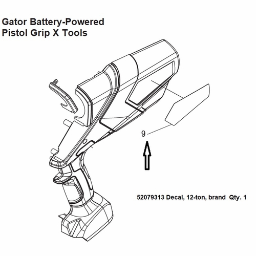 Greenlee 07693  Decal, Pistol L (Gator)  783310076933/52079313