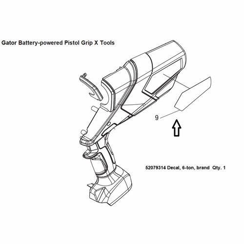 Greenlee 07694  Decal, Pistol S (Gator)  783310076940/52079314