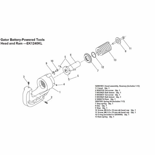GREENLEE 07696 HEAD ASSY (EK1240K) 783310076957/52080188