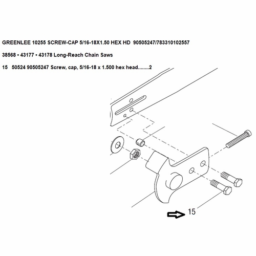 Greenlee 10255  Screw-Cap 5/16-18X1.50 Hex Hd  90505247/783310102557