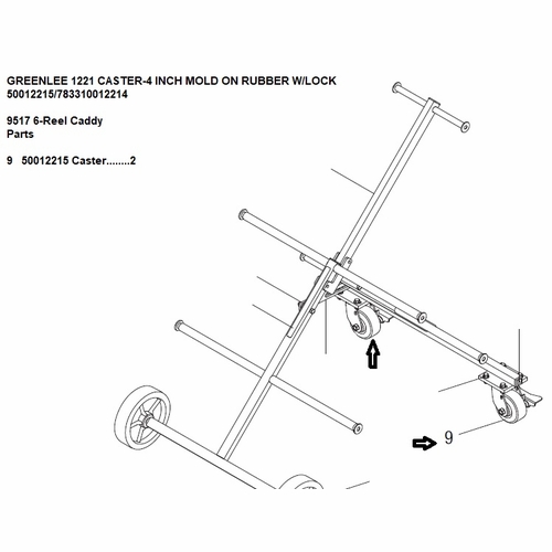 Greenlee 1221 Caster-4 Inch Mold On Rubber W/Lock 50012215/783310012214