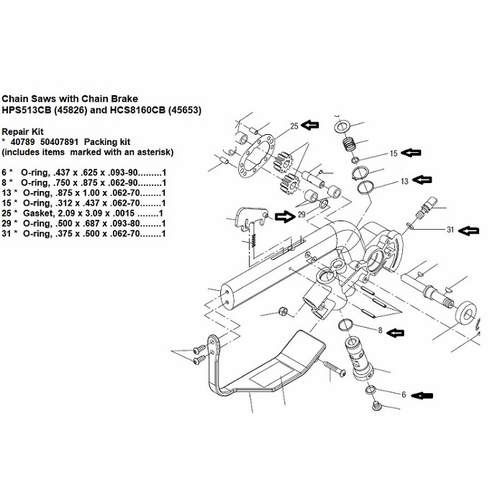 GREENLEE 132596 PACKING KIT - CHAIN SAW 50407891 / 783310407898