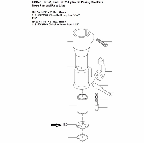GREENLEE  1820192  BELLOW, CHISEL-HEX (1-1/4) HPB45  50023969 / 783310023968