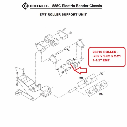 GREENLEE 23510 ROLLER-.752X2.62X2.21 1-1/2EMT (555 50235109/783310235101