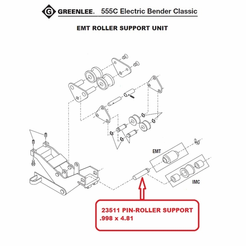 Greenlee 23511 Pin-Roller Support .998X4.81 ((555) 50235117/783310235118