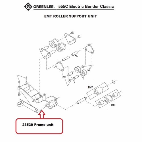 Greenlee 23539 Frame Unit-Roller Supp. (555-M3) 50235397/783310235392