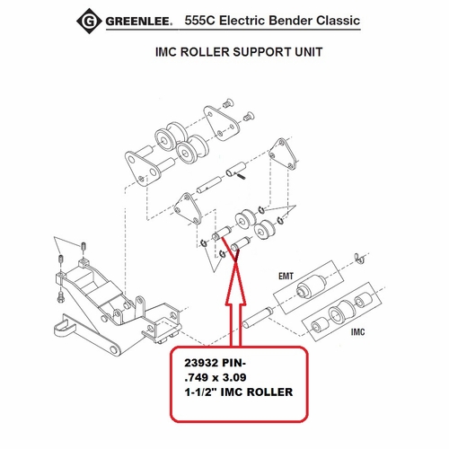 Greenlee 23932 Pin-.749X3.09 1-1/2 Inch Emt Roller (555 50239325/783310239321