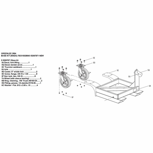 GREENLEE 2884 BASE KIT (854DX) 783310028840 /52067871