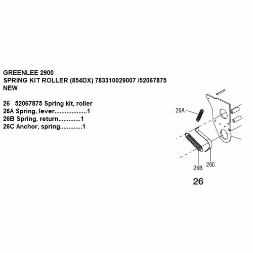 Greenlee 02900 Spring Kit Roller (854Dx) 783310029007 /52067875