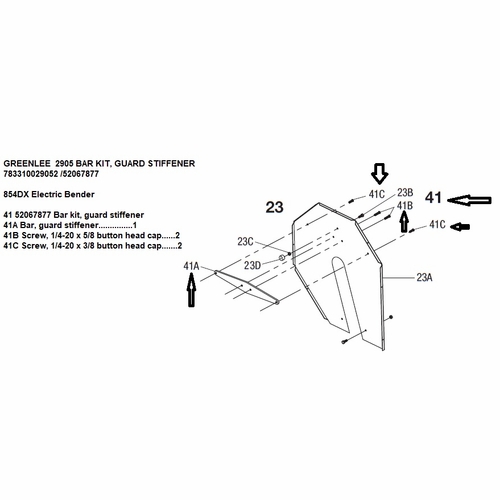 Greenlee 2905 Bar Kit Guard Stiffener 783310029052 /52067877