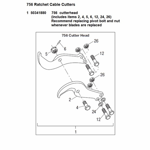 Greenlee  34188 Head Unit Assy, Cutter (756) 50341880 / 783310341888