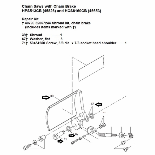 GREENLEE 40790 SHROUD KIT, CHAINBRAKE 52057244 / 783310407904