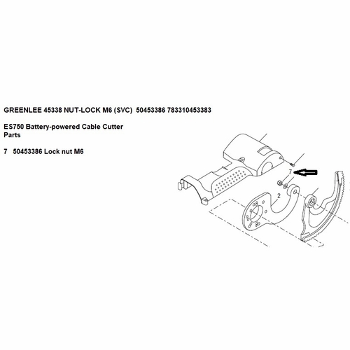GREENLEE 45338  NUT-LOCK M6 (SERVICE)  50453386 783310453383