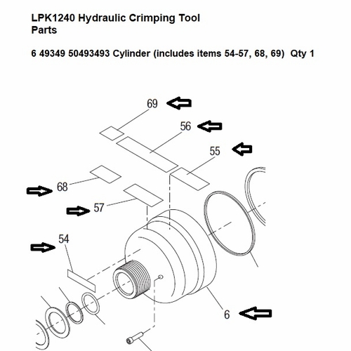 Greenlee  49349 Cylinder Kit(Lpk1240,Lpk1240K) 50493493 / 783310493495