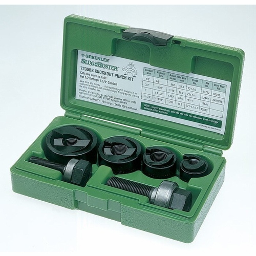 GREENLEE 7235BB PUNCH AND DIE SET 1/2TO 1-1/4 50320130/783310320135