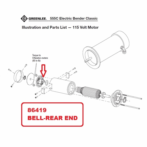 Greenlee 86419 Bell-Rear End (555-Motor) 91864194/783310864196