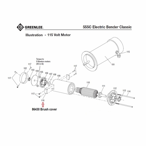 GREENLEE 86430 COVER BRUSH (555-MOTOR) 91864305/783310864301