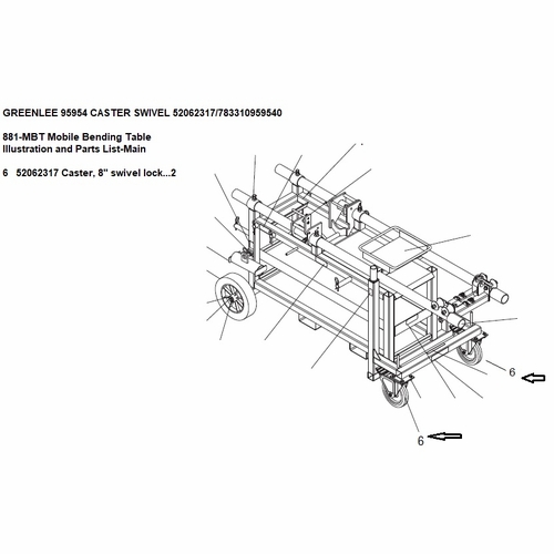 Greenlee 95954 Caster Swivel 52062317/783310959540