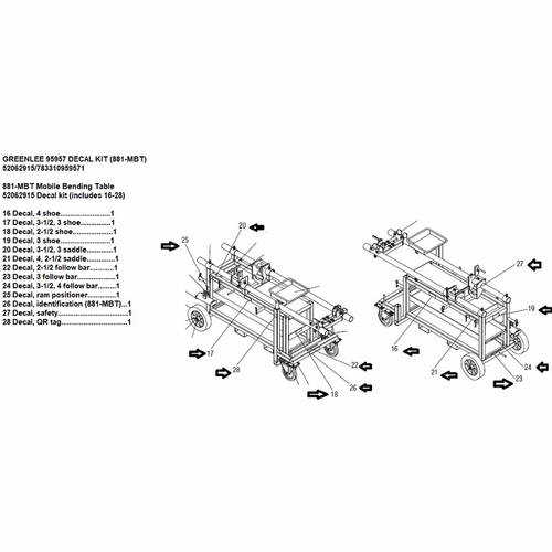 Greenlee 95957 Decal Kit (881-Mbt) 52062915/783310959571