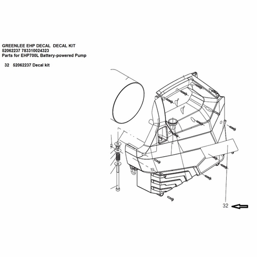 GREENLEE EHP DECAL DECAL KIT 52062237 783310024323