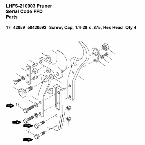 Greenlee F023497 Screw,Cap-Hx Hd Zp(1/4-28X7/8) 50420592 / 783310420590
