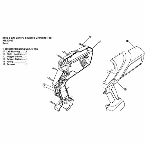 Greenlee HB.10013 HOUSING UNIT BLUE 6T PISTOL GRIP 52062592 783310007722