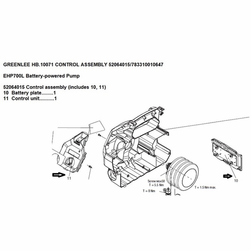 Greenlee Hb.10071 Control Assembly 52064015/783310010647