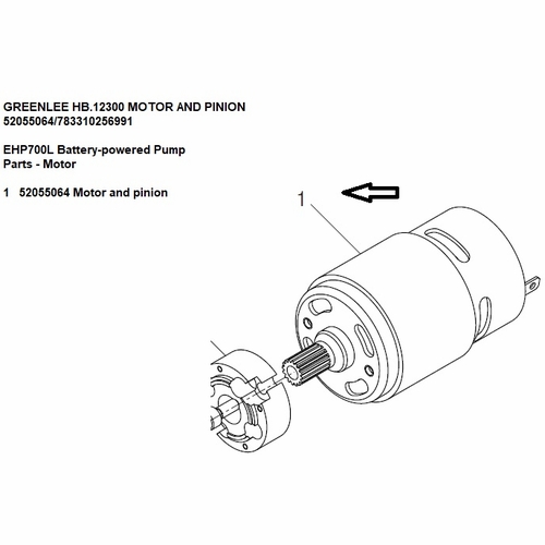 GREENLEE HB.12300 MOTOR AND PINION 52055064/783310256991