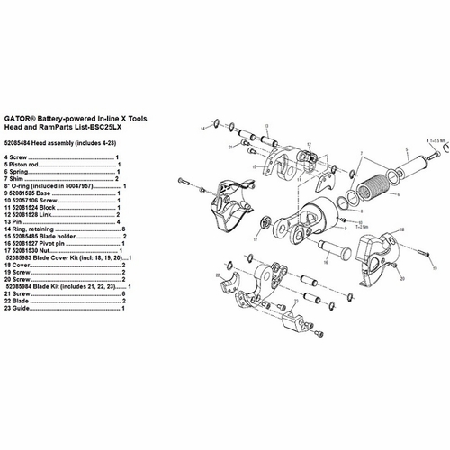 GREENLEE  HB.7025 HEAD ASSEMBLY (ESC25LX) 52085484 / 783310086383