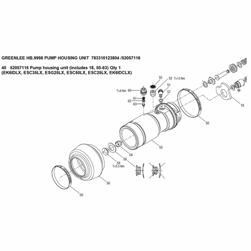 GREENLEE HB.9998 PUMP HOUSING UNIT 783310123804 /52057116