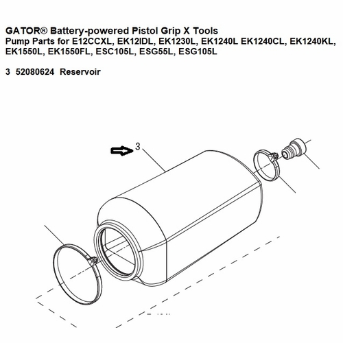 Greenlee  He.16374  Reservoir (Gator Pistol Grip X Tools)  52080624 / 783310069515