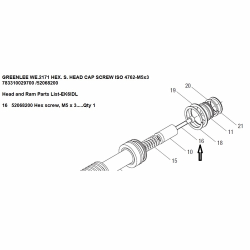 GREENLEE WE.2171 HEX. S. HEAD CAP SCREW ISO 4762-M5x3 783310029700 /52068200
