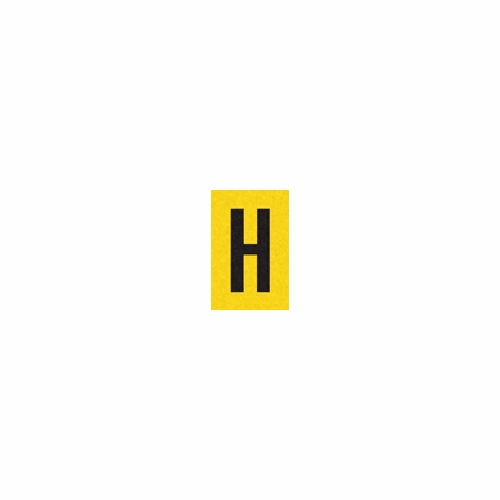 H  REFLECTIVE LETTER 1 inch X1.5 inch  BLACK ON YELLOW PACK OF 25 PT-RD-Y-H-BLK/YLW
