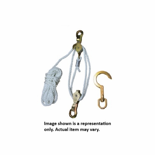 HASTINGS 3534 Self Locking Blocks with 25 ft. 3/8 in. Manila Rope - Swivel Hook