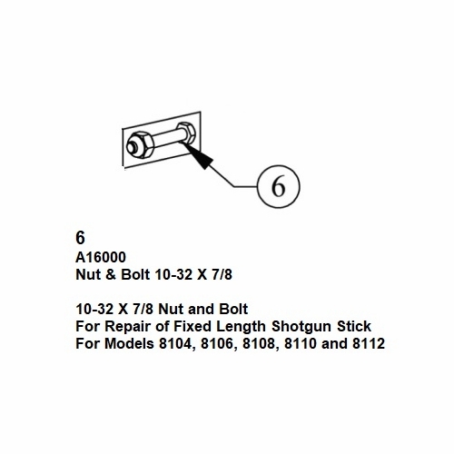 Hastings A16000 Nut & Bolt 10-32 X 7/8 New