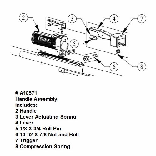 HASTINGS A18571 Handle Assembly for Fixed Length Shotgun Stick