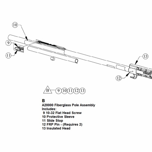 HASTINGS A20000 Fiberglass Pole Assembly for 8204