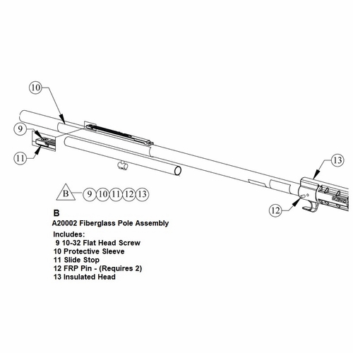 HASTINGS A20002 Fiberglass Pole Assembly 8208