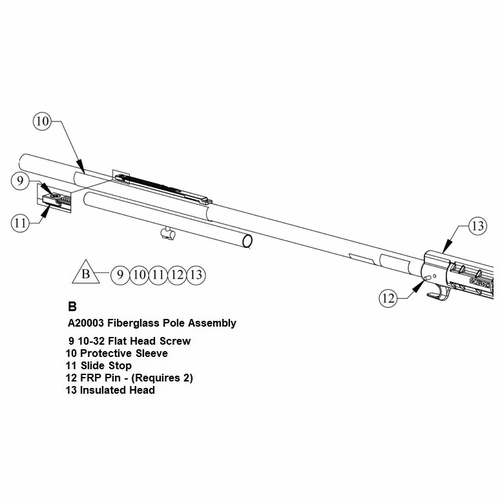 HASTINGS A20003 Fiberglass Pole Assembly for 8210