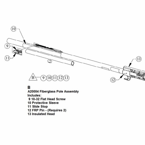 HASTINGS A20004 Fiberglass Pole Assembly for 8212