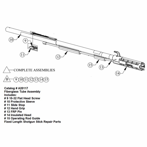 HASTINGS A20117 Fiberglass Tube Assemblyfor Fixed Length Shotgun Stick 8104
