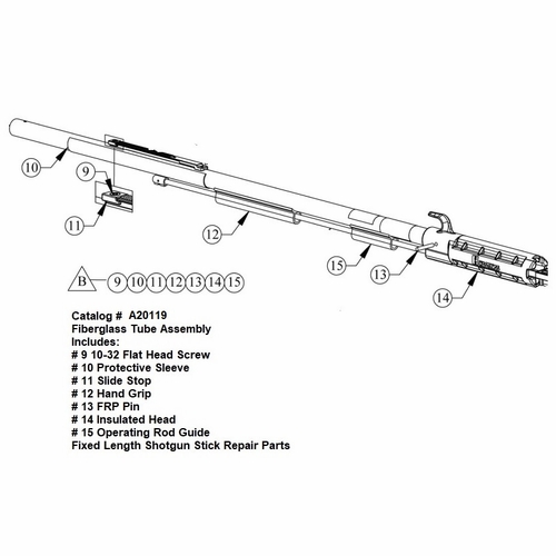 HASTINGS A20119 Fiberglass Tube Assembly for Fixed Length Shotgun Stick 8108