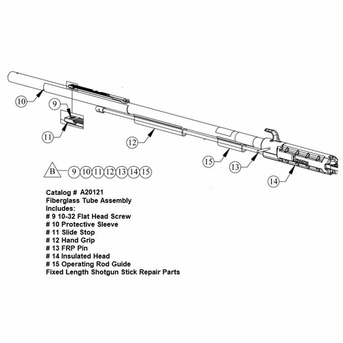 HASTINGS A20121 Fiberglass Tube Assembly for Fixed Length Shotgun Stick 8112