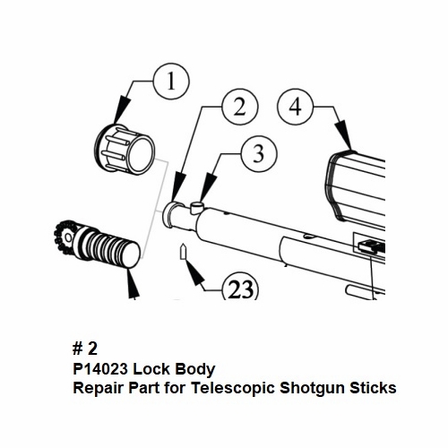 HASTINGS P14023 Lock Body for Telescopic Shotgun Sticks