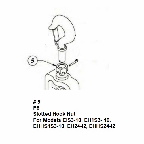 Hastings P8 Slotted Hook Nut