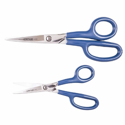 Heritage 717C 7 7/8 inch Carpet Napping Shear/Curved Handle/Coated Handle 609113717043