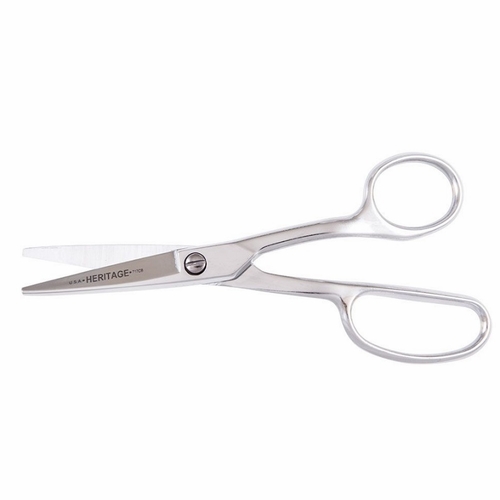 Heritage P717CB 7 7/8 inch Carpet Napping Shear/Curved Handle/Blunt Tips/No Coating 609113717067