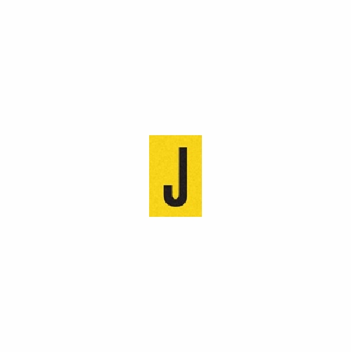 J  Reflective Letter 1 Inch X1.5 Inch  Black On Yellow Pack Of 25 Pt-Rd-Y-J-Blk/Ylw