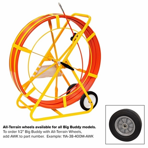 JAMESON 11-38-400M-AWK BIG BUDDY CONDUIT RODDER, 1/2 IN. x 400 FT.- ALL TERRAIN WHEELS, MARKED