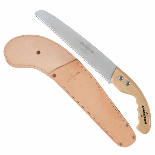 Jameson HS-11TE-SWL Straight Blade Hand Saw 11 in.with Wood Handle and Leather Scabbard 810841035